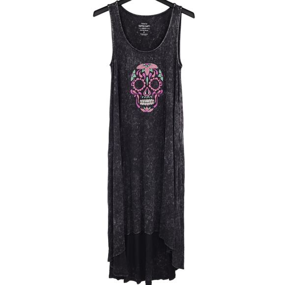 Torrid Super Soft Knits size 0 sugar skull long maxi dress black - Picture 2 of 7
